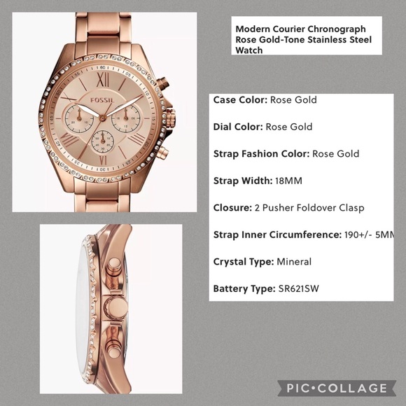 Modern Courier Chronograph Rose Gold-Tone Fossil Stainless Steel Watch - Picture 1 of 6